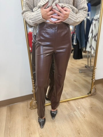 Charlie B Faux Leather Pant Cabernet