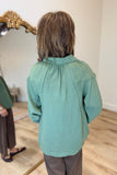 Umgee Raw Edge Trimmed Blouse Olive