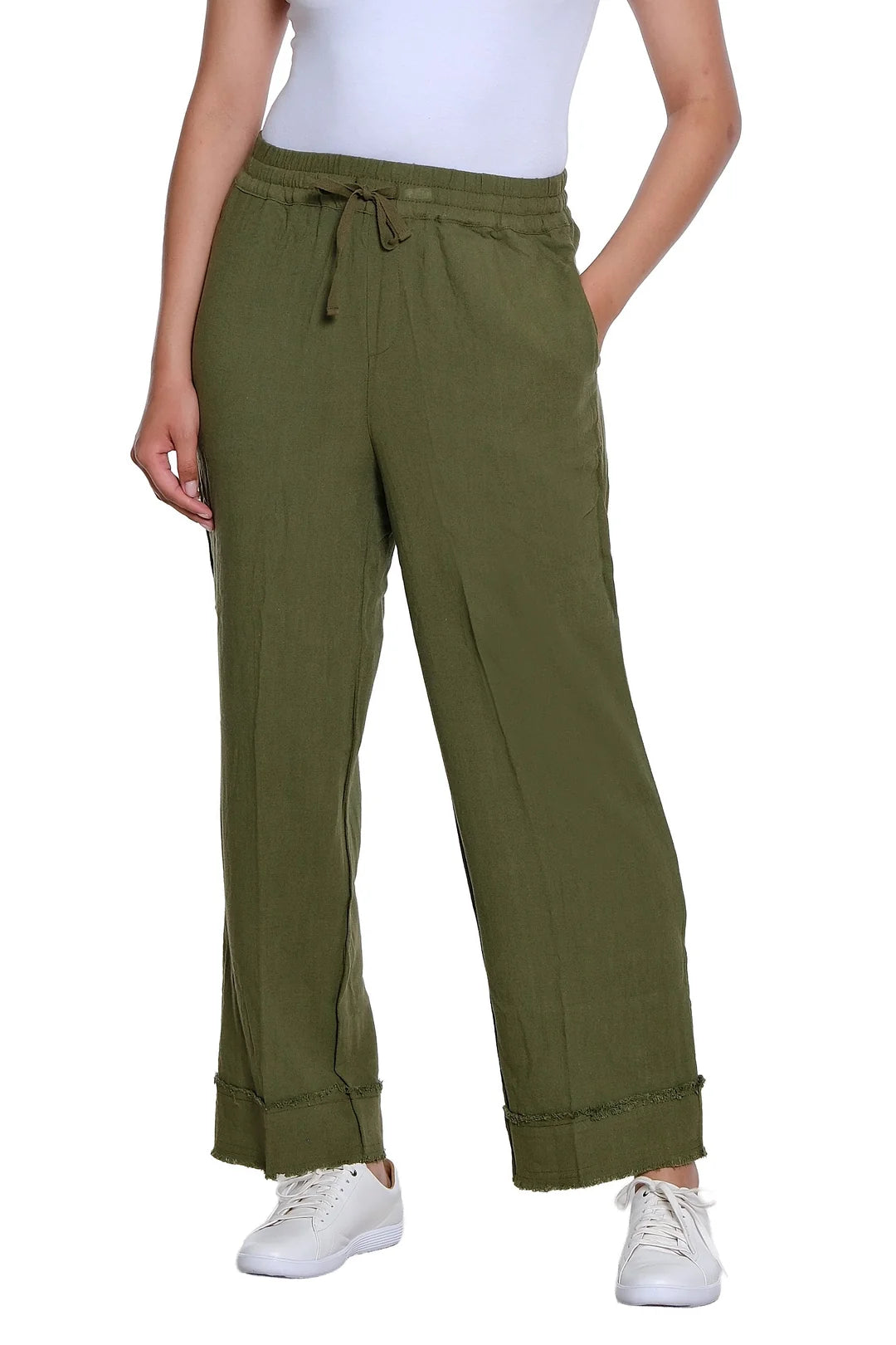 Multiples Drawstring Waist Pants Olive