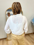 Charlie B Embroidered Shirttail Hem Top Gold