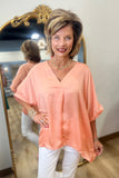 Victoria V Neck High Low Top Peach