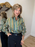 Foxcroft Vivienne LS Blouse Watercolor Stripe