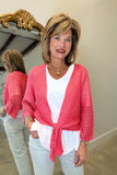 Multiples Tie Front Cardigan Coral Pink
