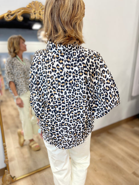 Leopard Luxe Accented Top Green