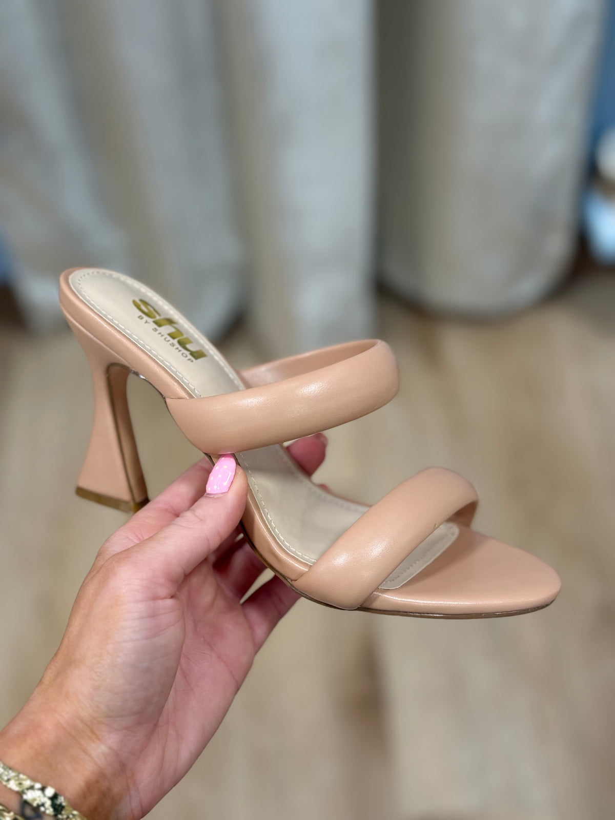 Fedora Double Strap Heel Nude