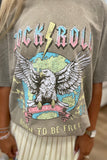Rock N Roll 1981 Born to Be Free Graphic Tee Mocha