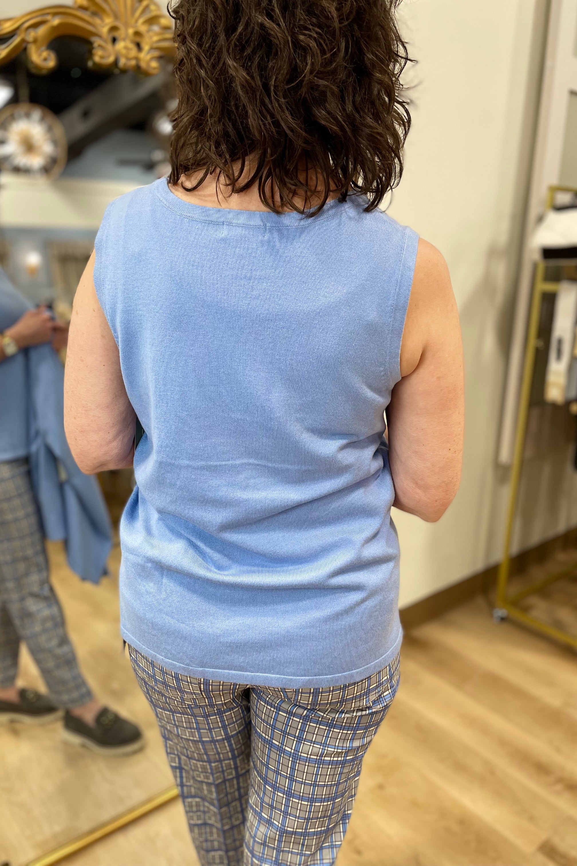 Multiples Jewel Neck Sweater Tank Cornflower