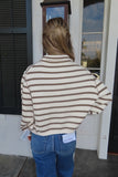 Stripe A Pose Button Front Knit Cardigan Olive