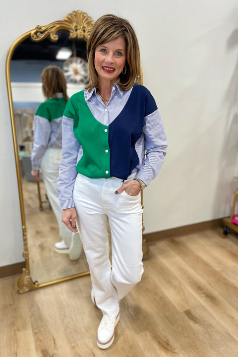 Joh Wynn Colorblock Stripe Top