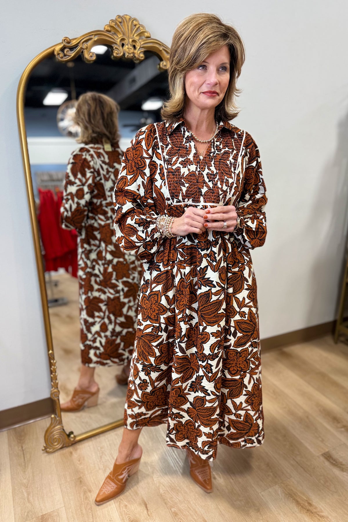 Peace & Thanks Dress Brown Floral