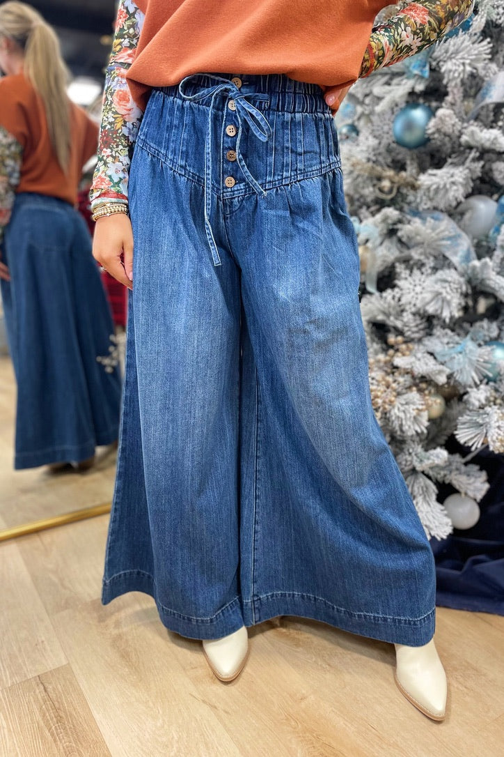 All Flare Wide Leg Jeans Dark Denim