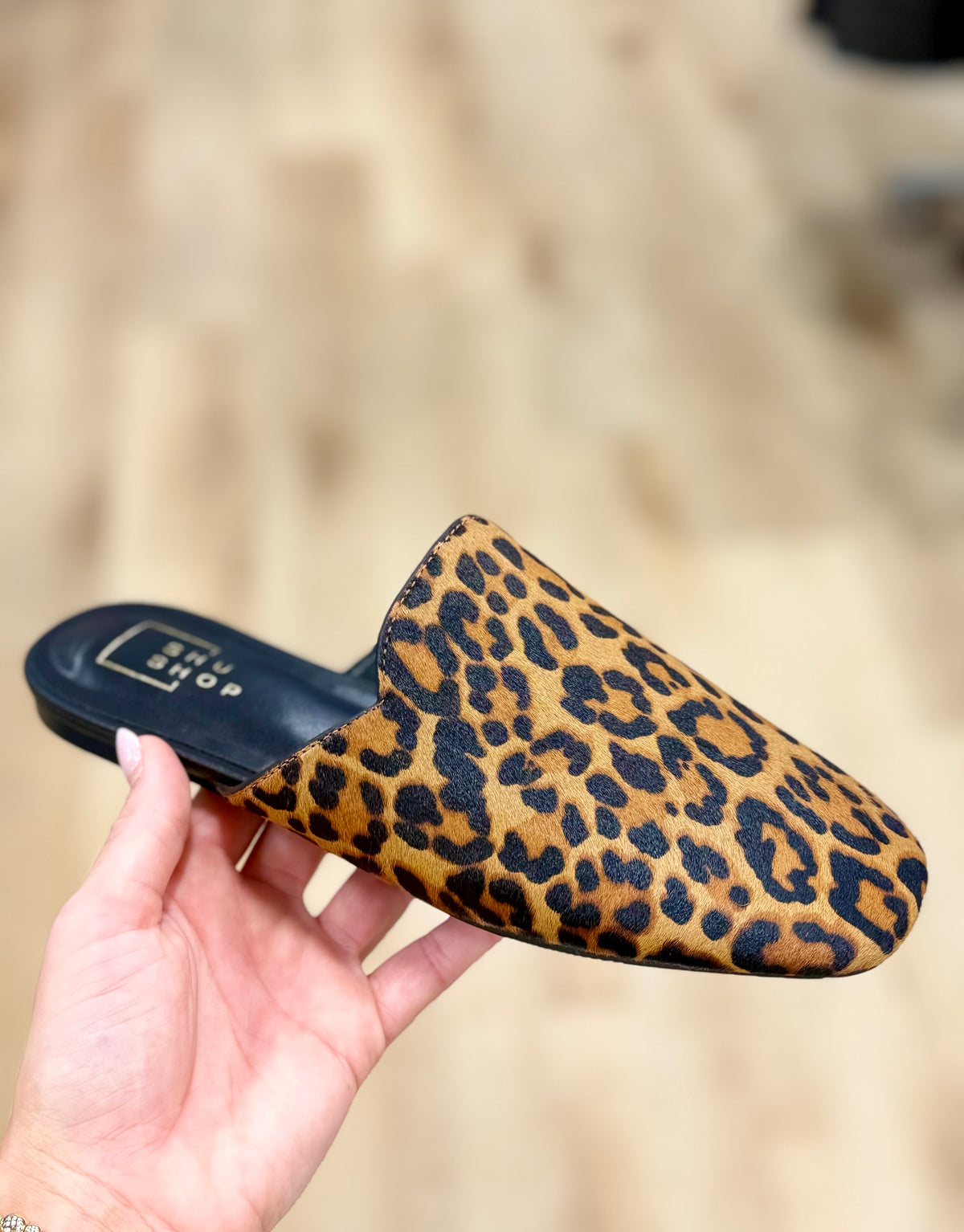 Shushop Atlas Mule Slide Leopard Hair