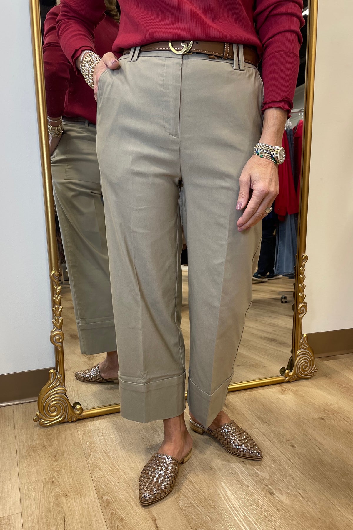 Renuar Woven Crop Pant Twig