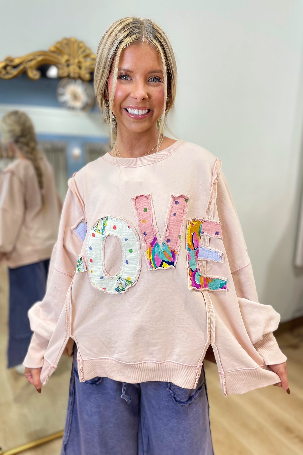 All Love Patchwork Pullover Blush