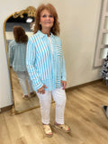 Multiples Roll Tab Shirt Turquoise
