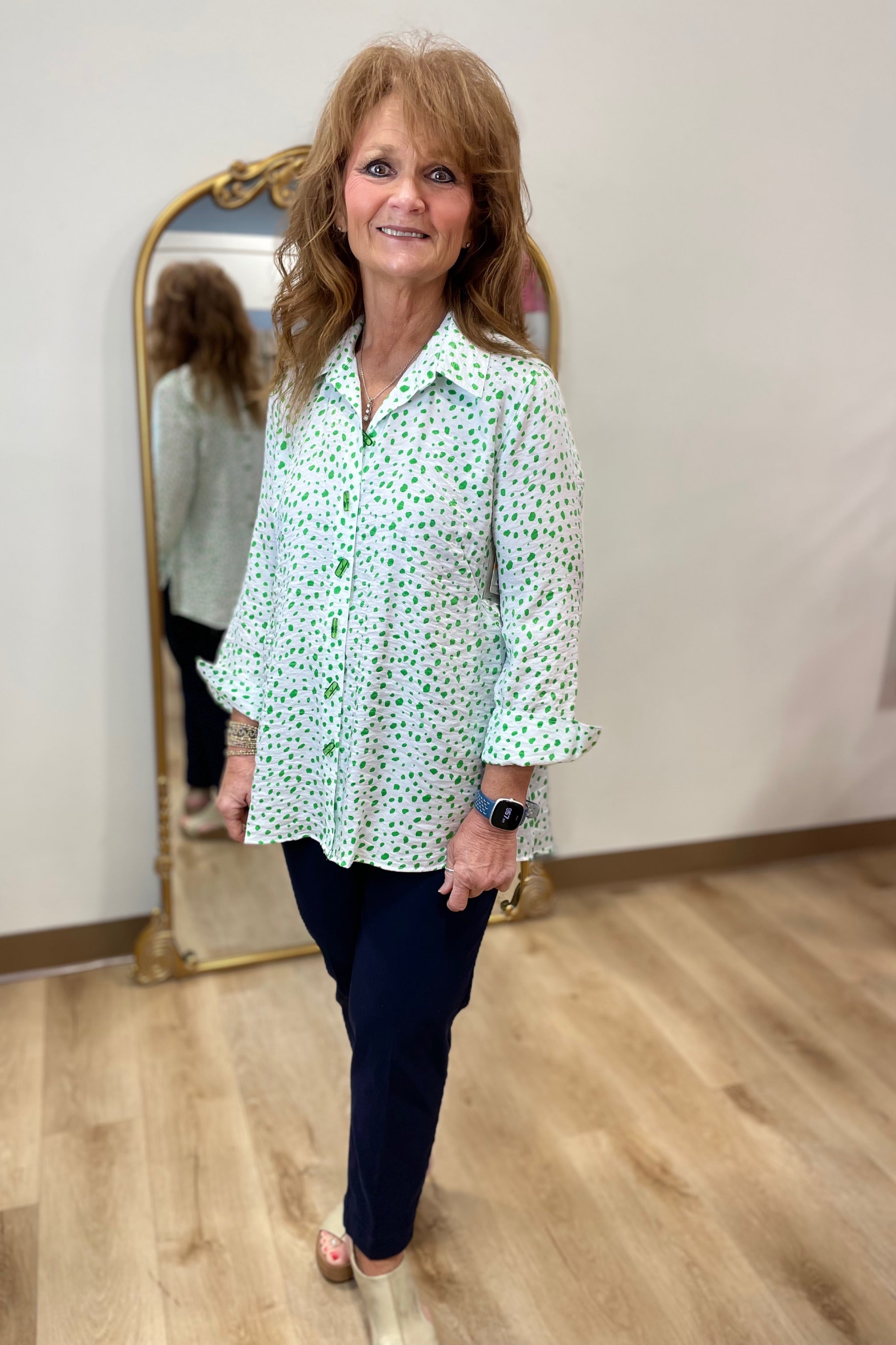 Multiples Button Front Shirt Green