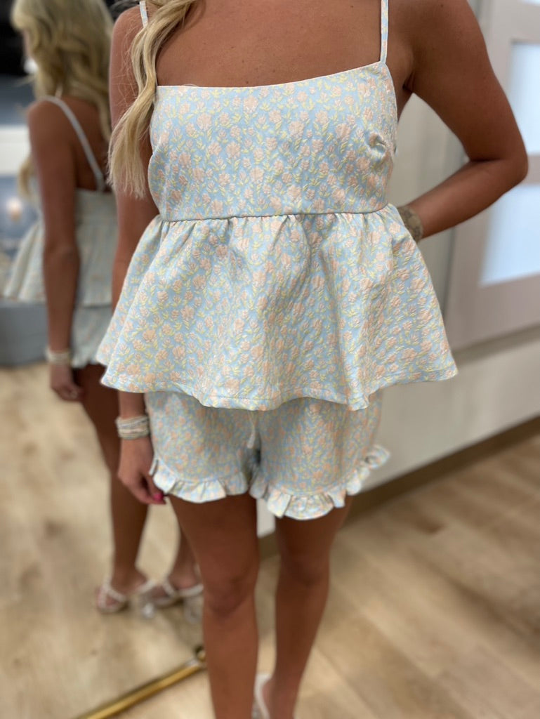 Jacquard Short Set Blue