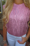 Lacie Metallic Crop Sweater Pink