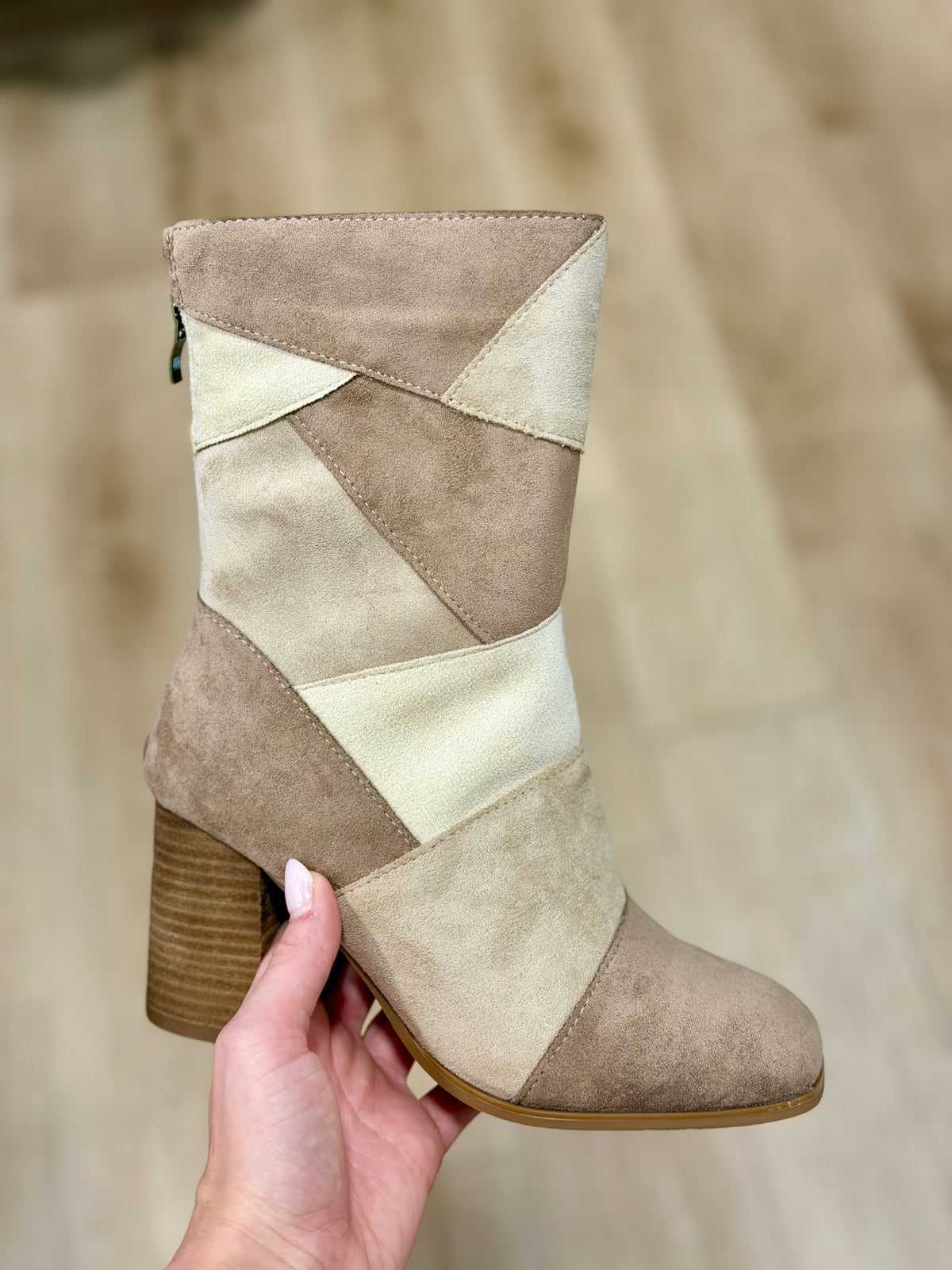 Cady 1 Color Block Boot Taupe Suede