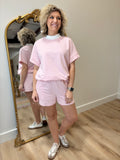 Lightweight Leisure Striped Short Set Pink