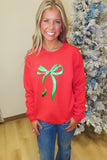 Green Girly Bow Sweatshirt Red