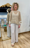 Mud Pie Crochet Tunic Top Tan