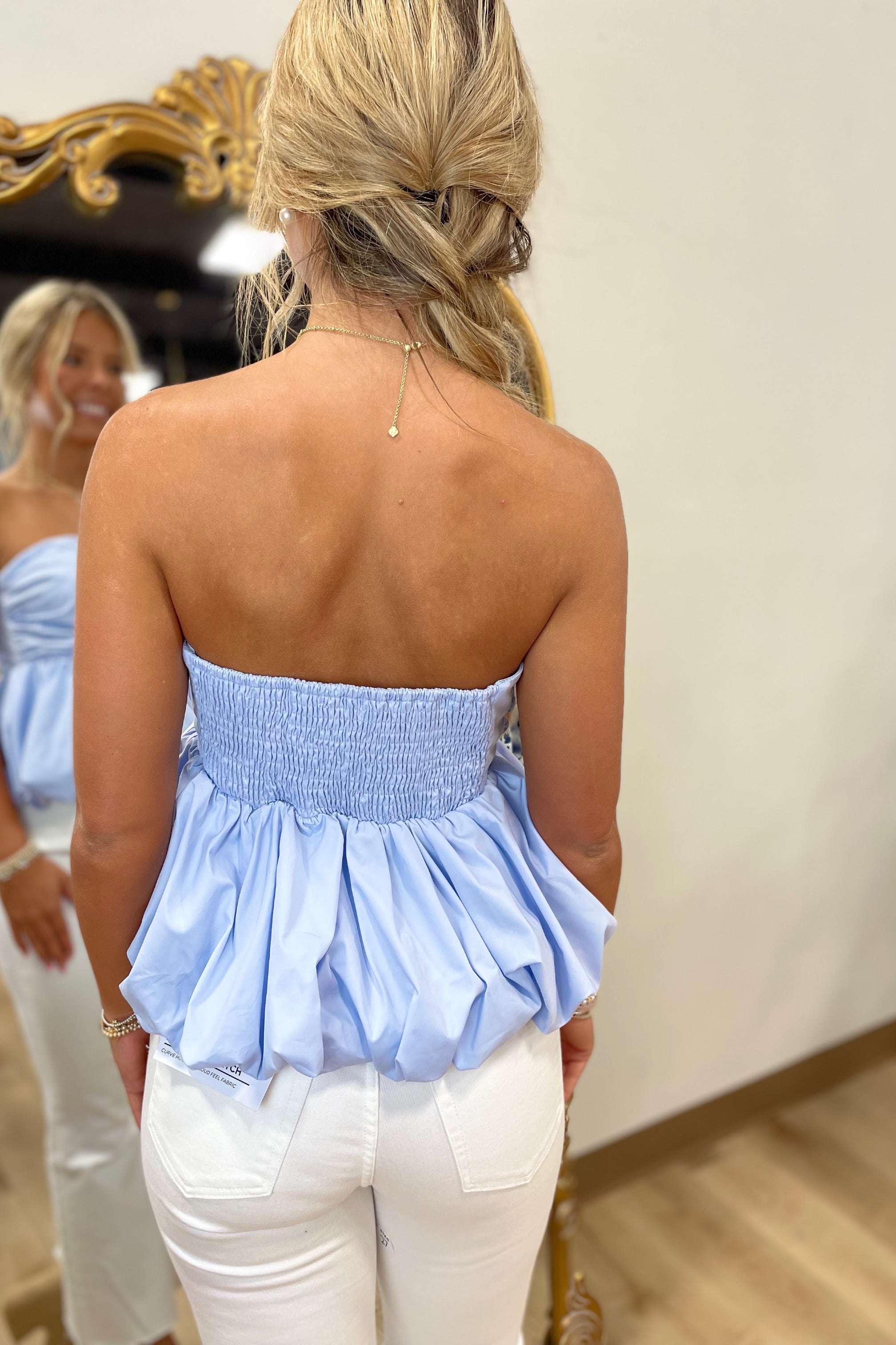 Strapless Bubble Top Blue
