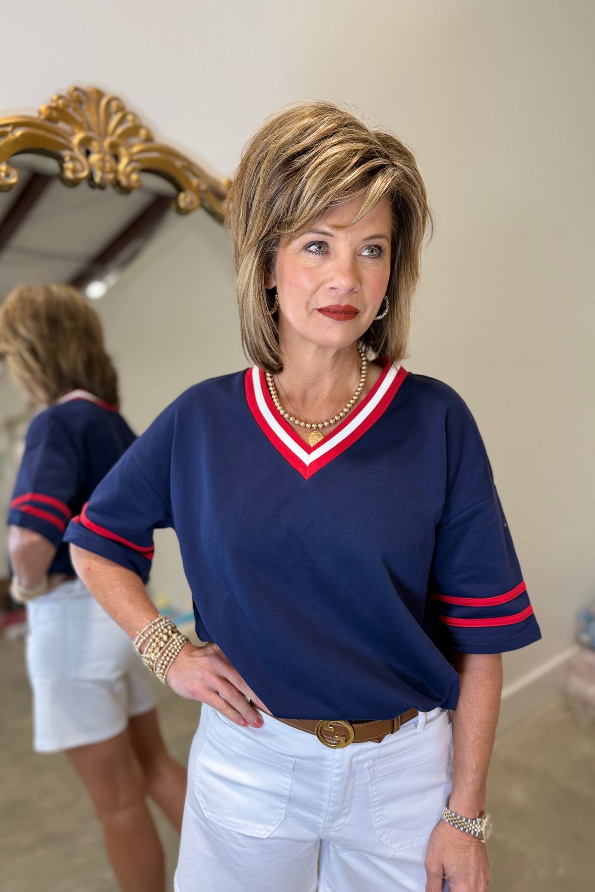 Sporty Smart Top Navy Blue