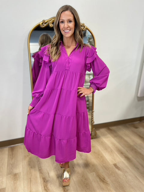 Magic in Magenta Tiered Dress