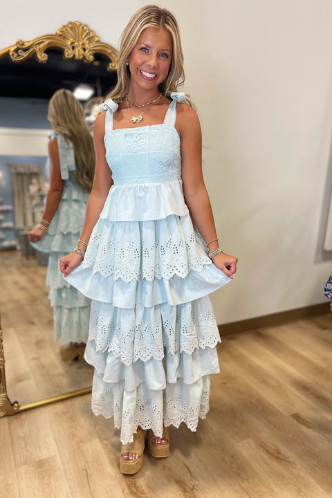 Serene Hue Eyelet Dress Mint