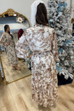 Umgee Elastic Waist Floral Dress Ivory