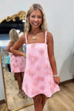 Lena Flower Embossed Dress Pink