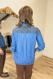 Multiples Denim Cuffed LS Blouse