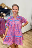 Umgee Stitched Floral Dress Pink
