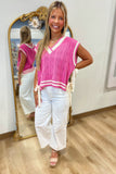 Galentine Sweater Vest w Bows Pink
