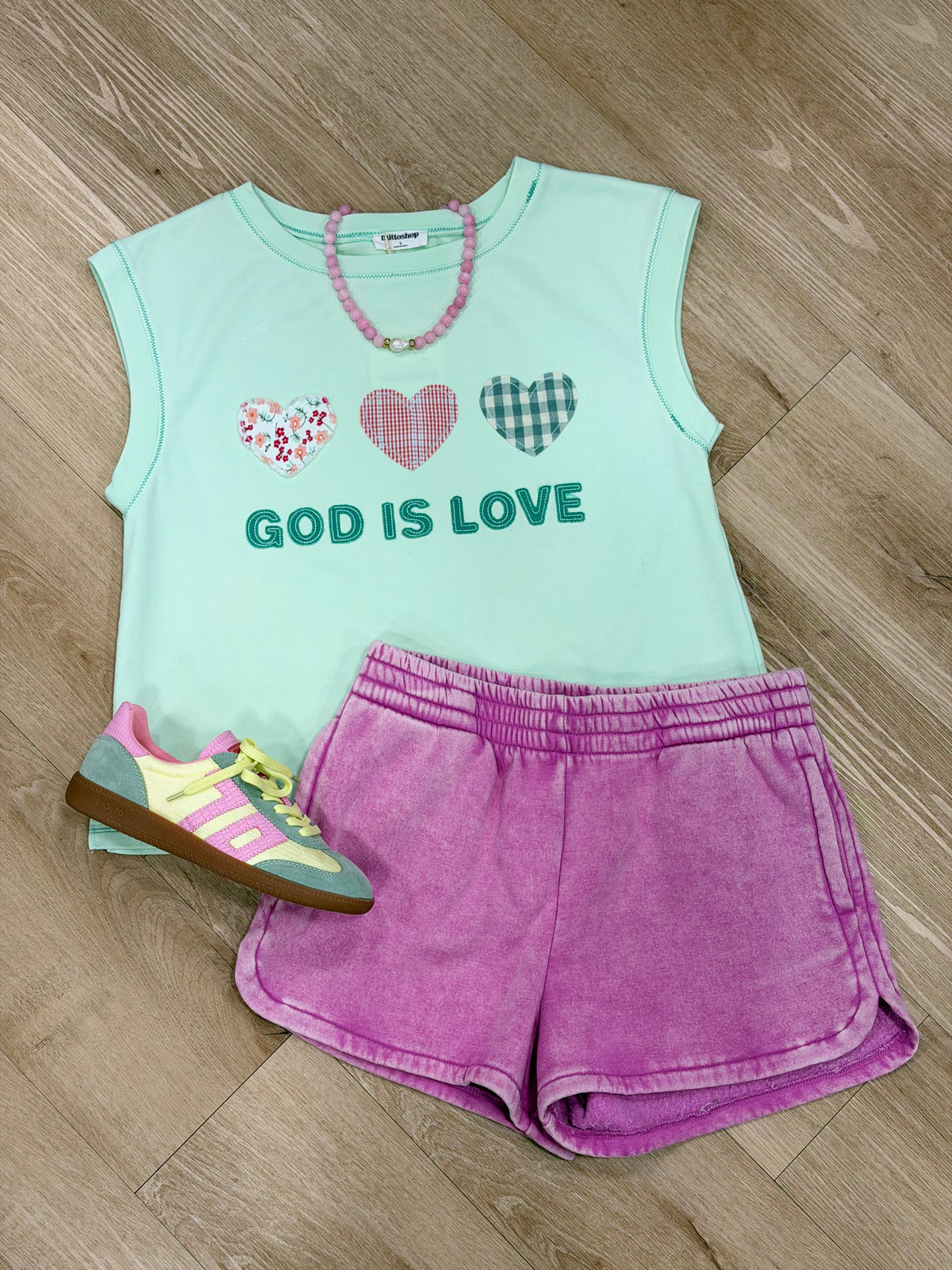God Is Love Applique' Tank Mint