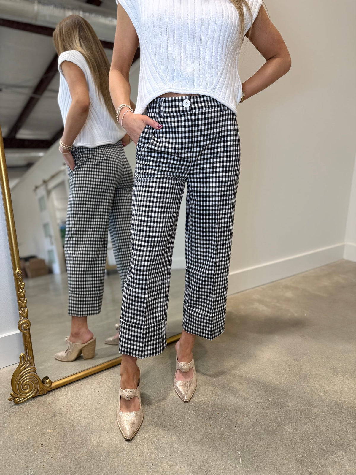 Renuar Woven Plant Black Checked