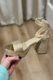 Mia Renee Platform Heel Gold Raffia