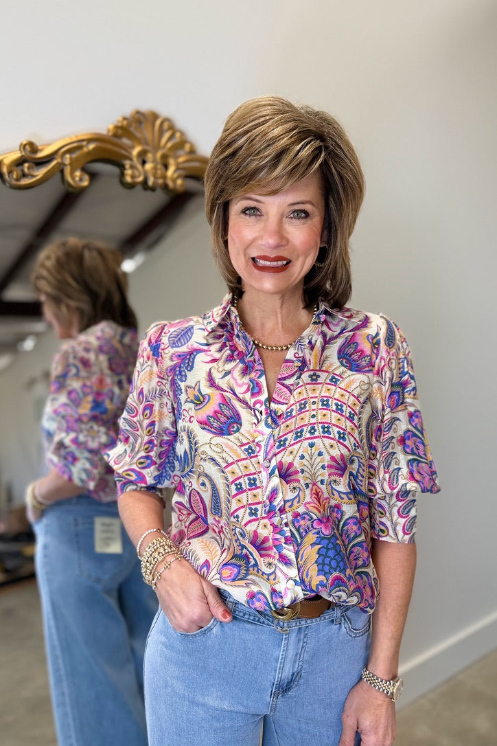 Papillon Floral Print Blouse