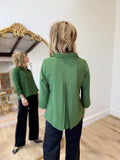 Boho Chic Split Neck Blouse Pine