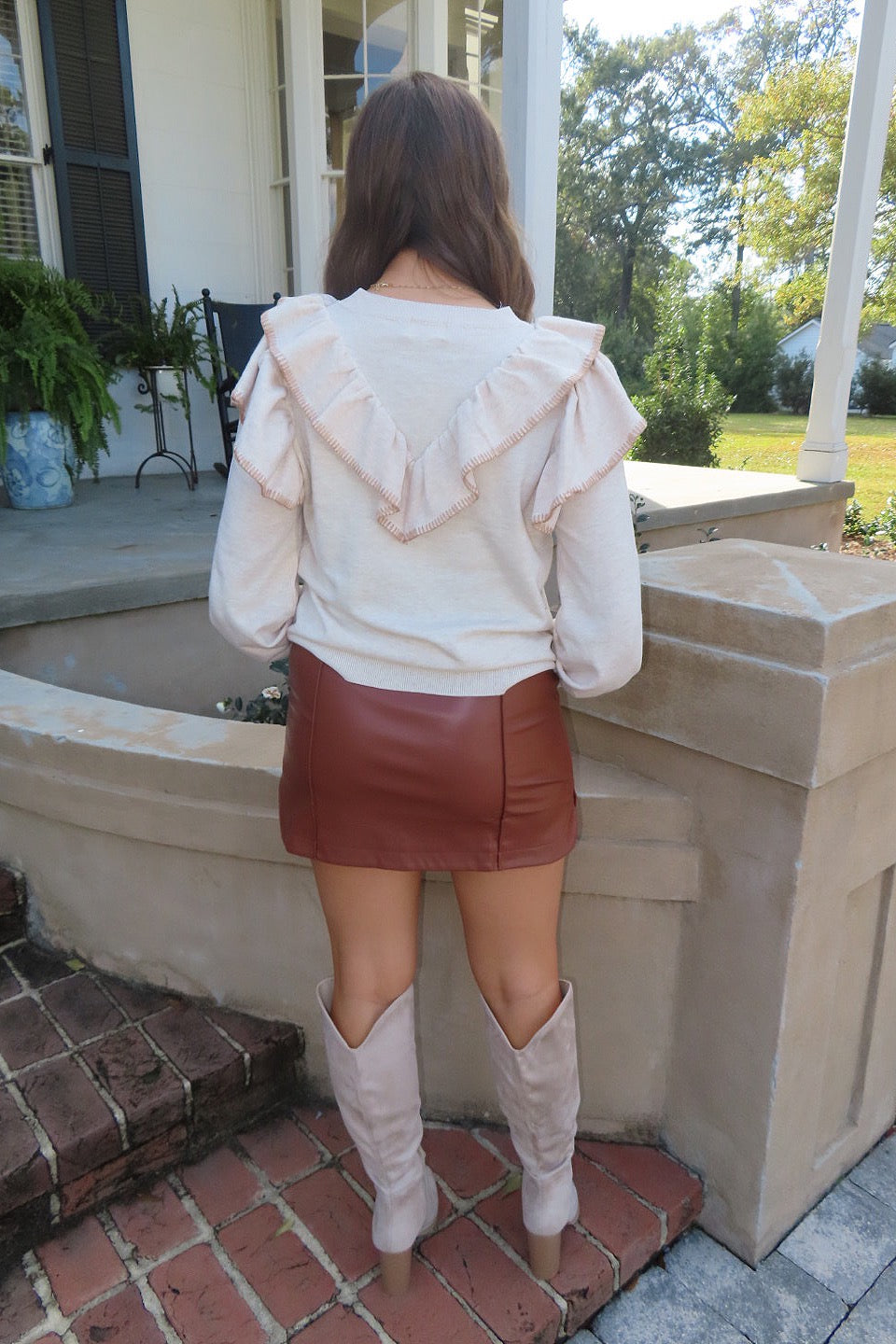 ThankFULL Ruffle Detail Sweater Oatmeal