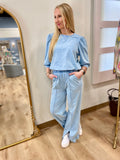 Another Love Tamryn 3/4 Sleeve Top Blue