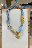 Scarf Charm Necklace Blue Stud