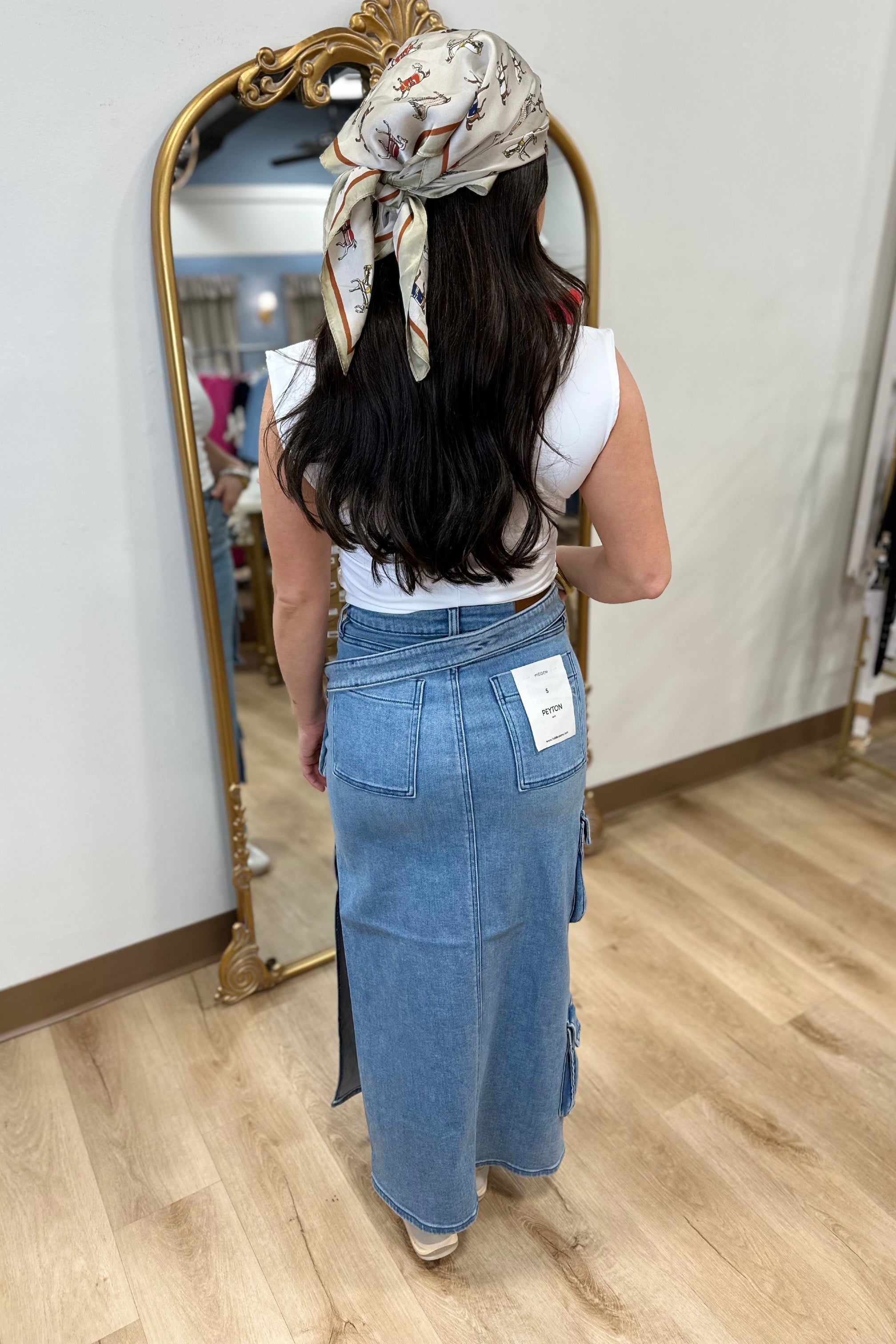 Hidden Peyton Cargo Side Slit Skirt Light Blue