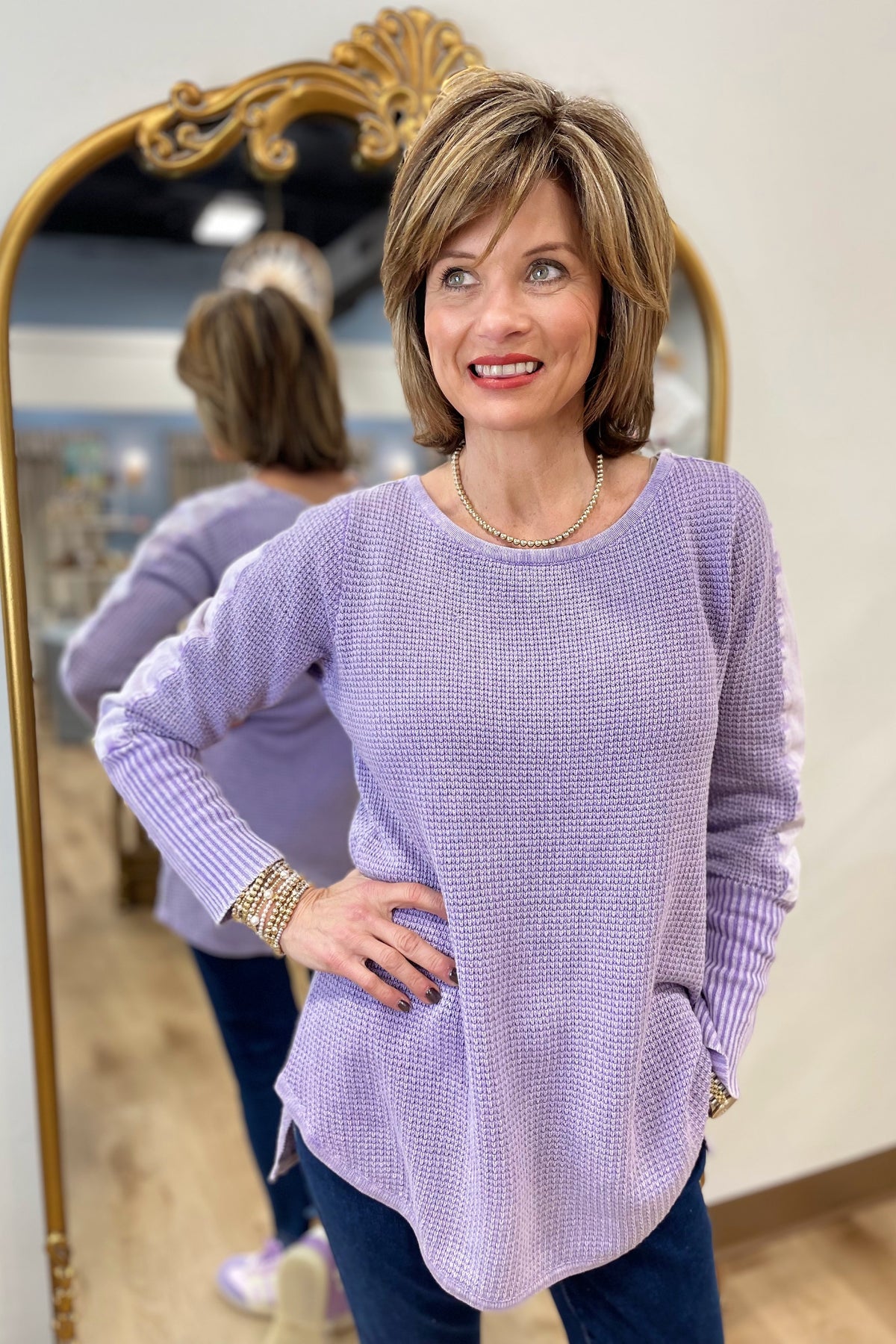 PBJ Seed Stitch Pullover Lavender