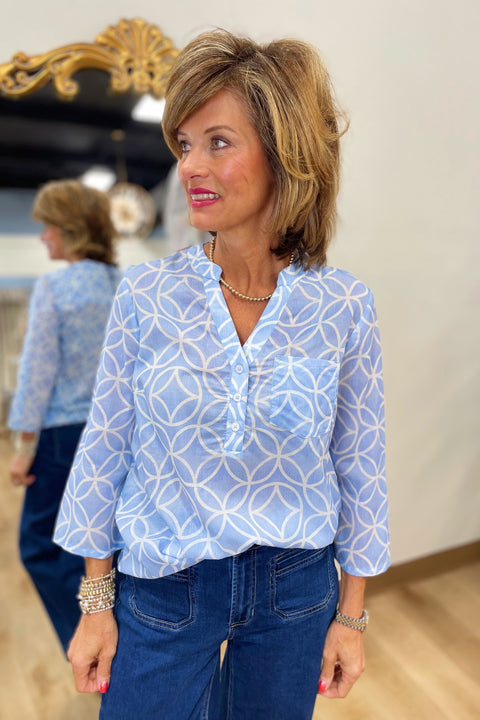 Charlie B Long Sleeve Blouse Bluebell