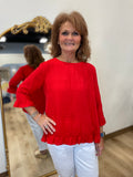 Multiples Ruffle Hem Top Poppy