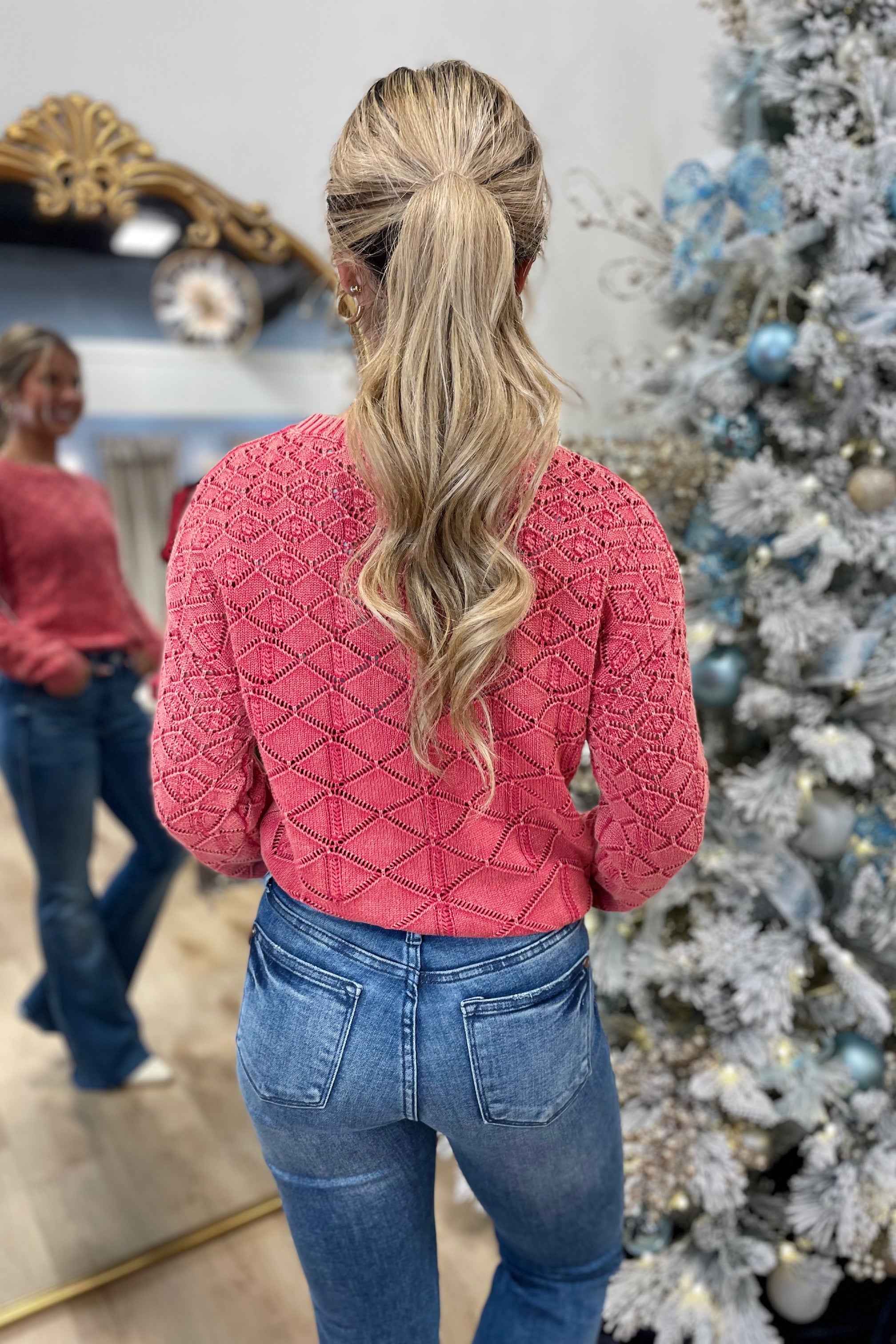 Another Love Ruby Pink Acid Wash Sweater