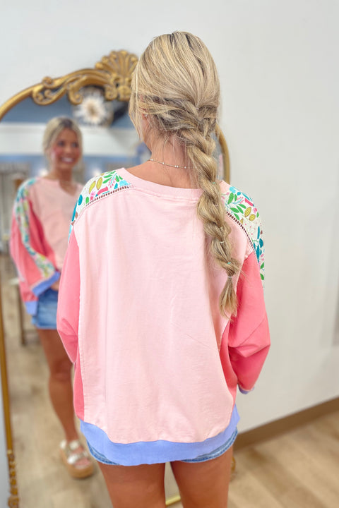 Spring Haze Color Block Tee Peach