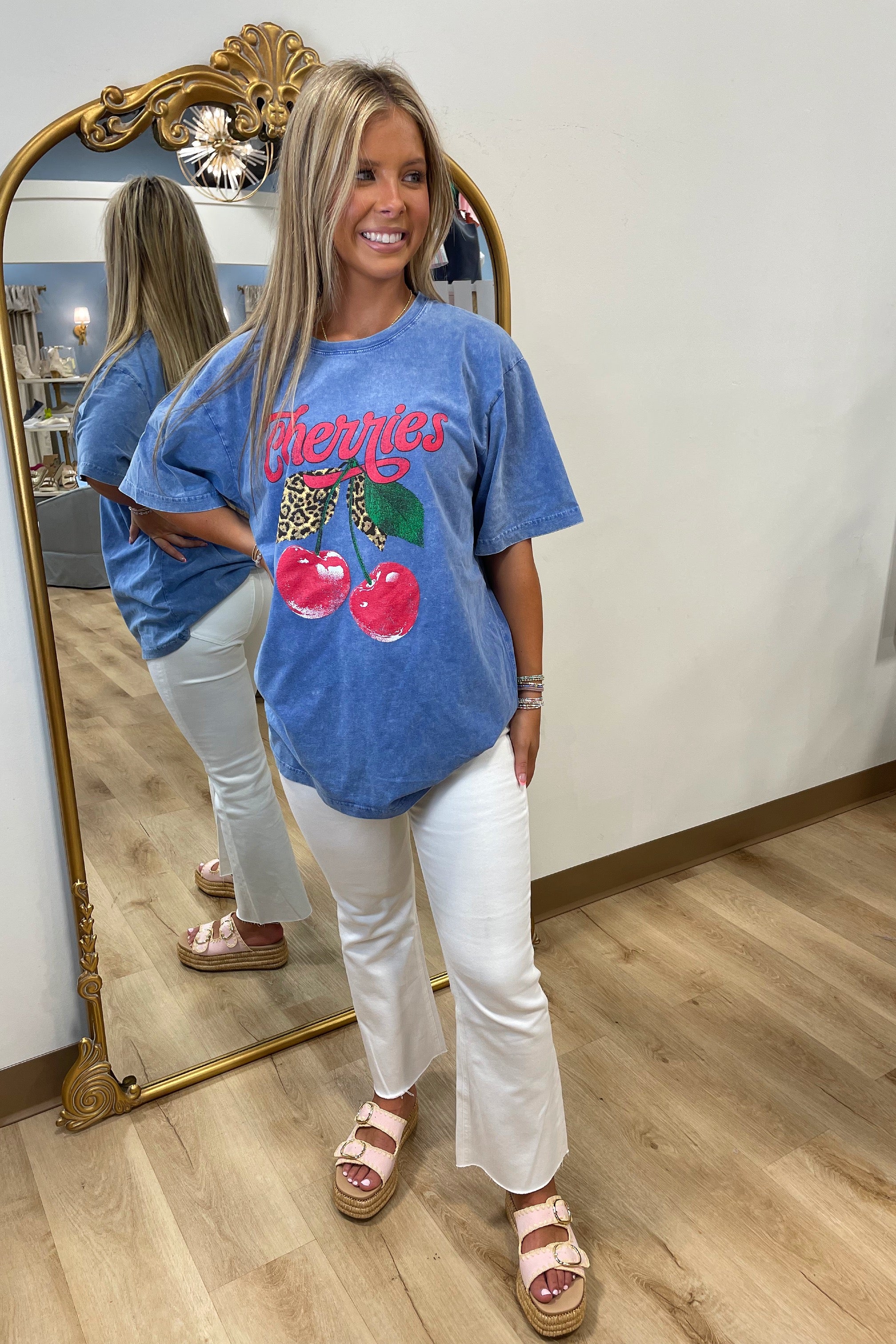 Cherries Graphic Tee Blue
